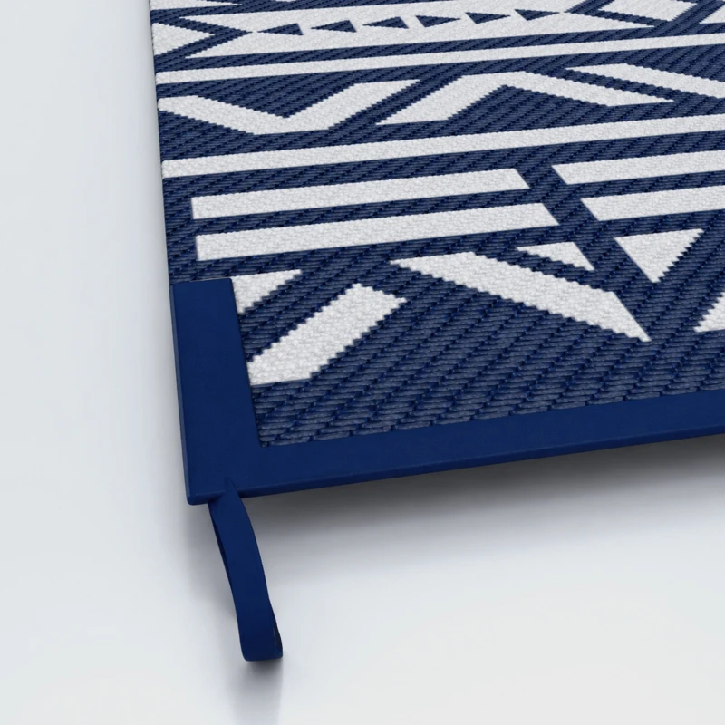 Outsunny 9' x 18' Outdoor RV Rug, Reversible Patio Floor Mat with Carry Bag, Geometric Wall, Blue and White