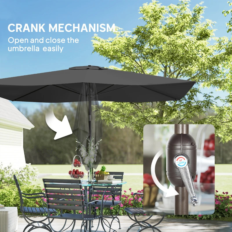 Outsunny 6.5x10ft Patio Umbrella, Rectangle Market Umbrella, Black