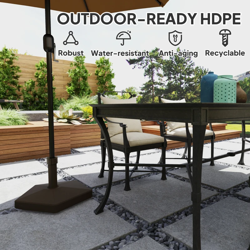 Outsunny Patio Umbrella Base Holder, Heavy Duty Outdoor Umbrella Stand Base, Poolside, Brown