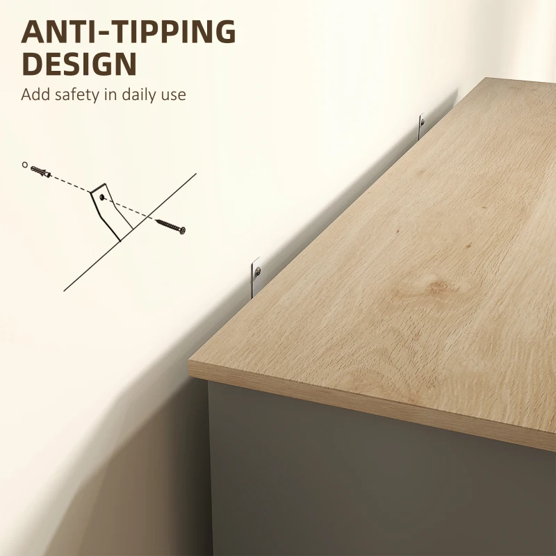 HOMCOM Modern Sideboard Cabinet, 41" Kitchen Buffet Cabinet with Drawer, Adjustable Shelf, 3 Doors for Dining Room, Grey