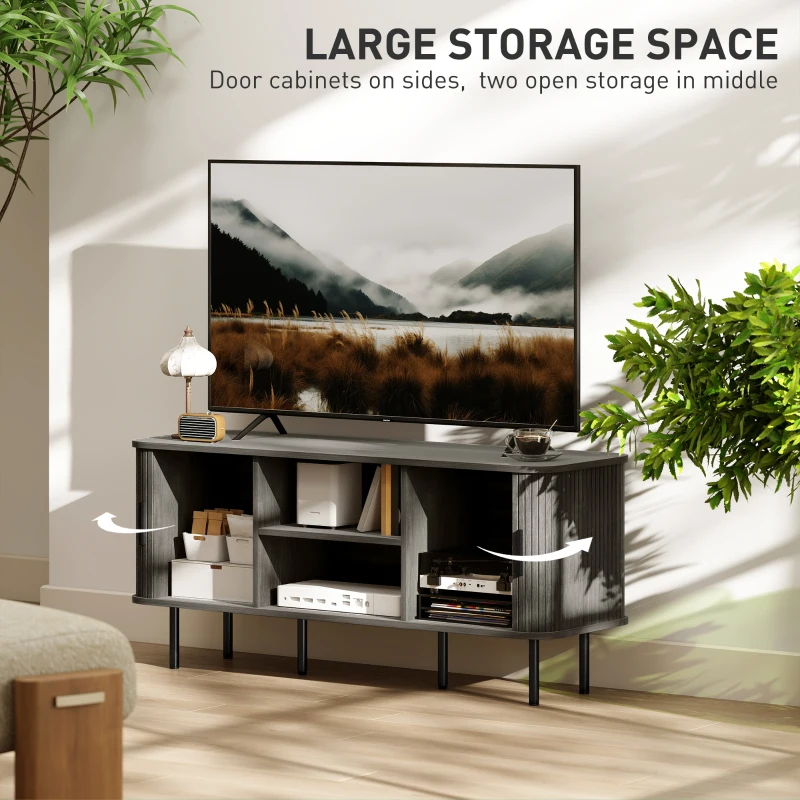 HOMCOM TV Stand Cabinet for TVs up to 55 Inches, TV Unit with Storage Shelves and Cabinets for Living Room, Grey