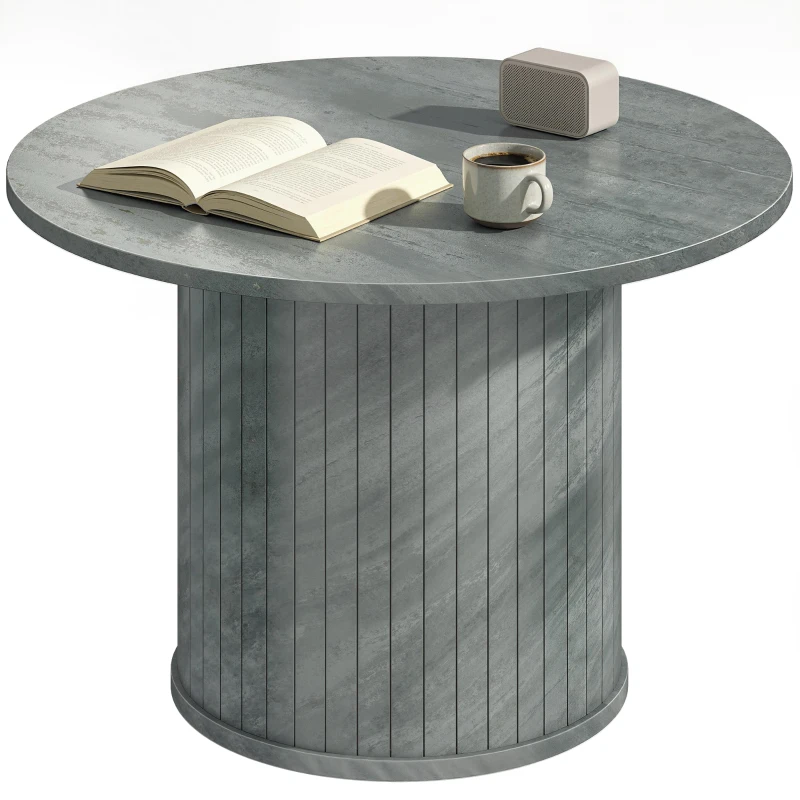 HOMCOM Round Coffee Table, 24" Center Table, Cement Grey