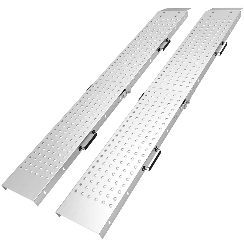 HOMCOM Folding Loading Ramps, 2 PCS 70.9" x 10" Motorcycle ATV Trailer Truck Ramps with 880 lb Total Capacity, Handles, Silver