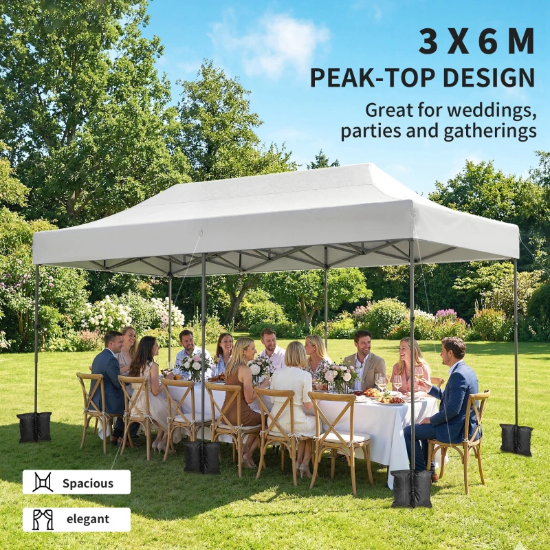 Outsunny 10 x 20 ft Pop Up Canopy Tent, Heavy Duty UPF50+ Outdoor Portable Instant Canopy Shelter with Wheeled Bag, White