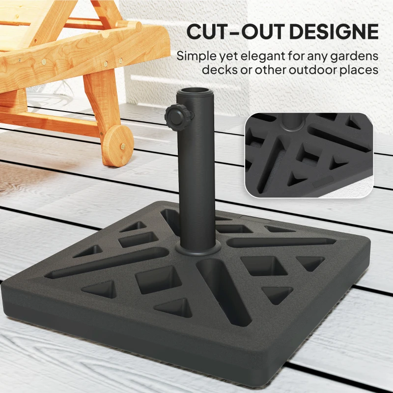 Outsunny Umbrella Base, 33lbs HDPE Outdoor Umbrella Stand Parasol Stand with Cut-Out Design