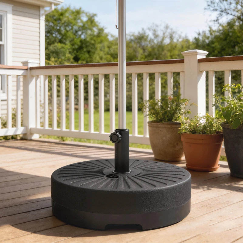 Outsunny Fillable Umbrella Base, 20 inch Water Sand Filled Umbrella Stand, Fit 1.5"/1.9" Umbrella Pole