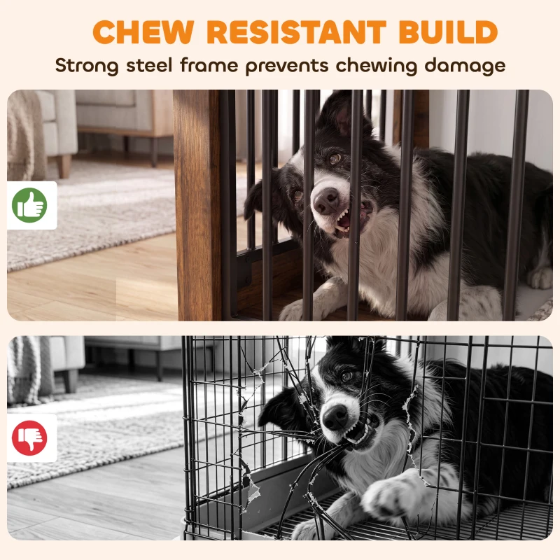 PawHut 100 cm Dog Crate Furniture with Sliding Barn Door for Large Breeds, Rustic Brown