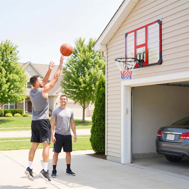 Soozier Wall Mounted Basketball Hoop with Shatter-Resistant Backboard, Solid Rim and All-Weather Net for Indoor and Outdoor Use