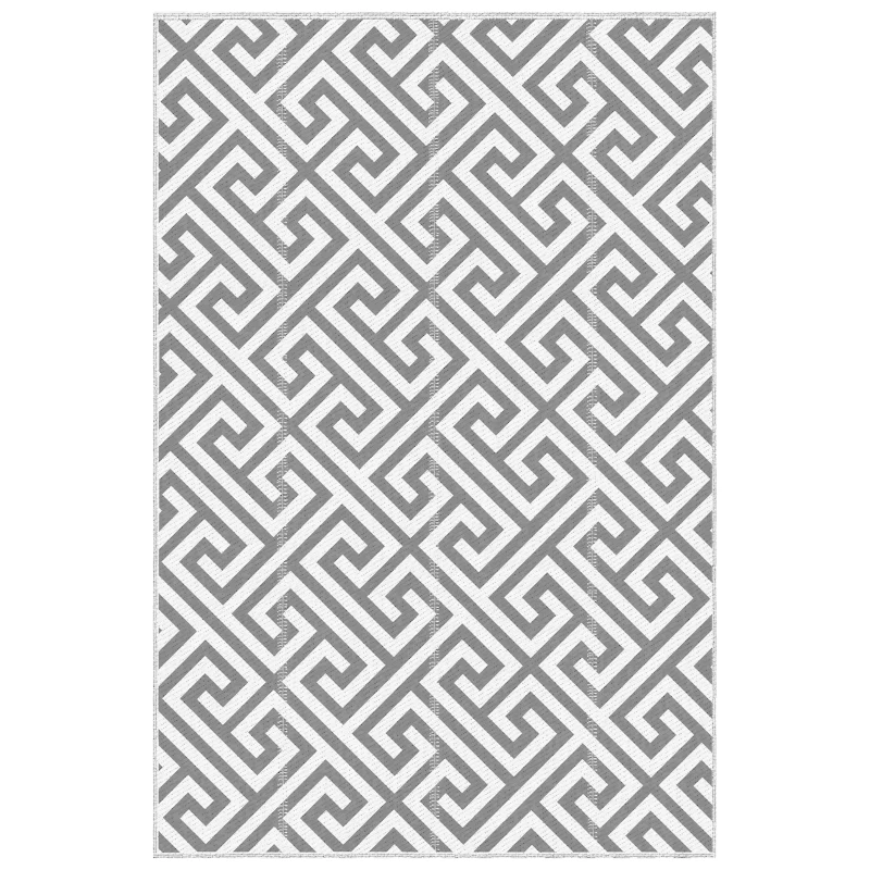 Outsunny Reversible Outdoor RV Rug, Patio Floor Mat, 5' x 8' Plastic Straw Rug for Backyard, Deck, Beach, Camping, Grey & White