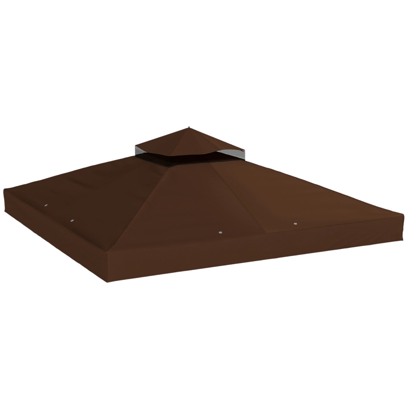 Outsunny 10' x 10' Gazebo Canopy Replacement Cover, 2-Tier Garden Gazebo Roof Replacement, UPF30+, TOP COVER ONLY, Coffee