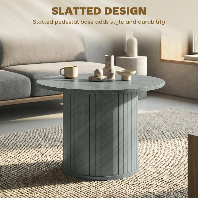 HOMCOM Round Coffee Table, 24" Center Table, Cement Grey