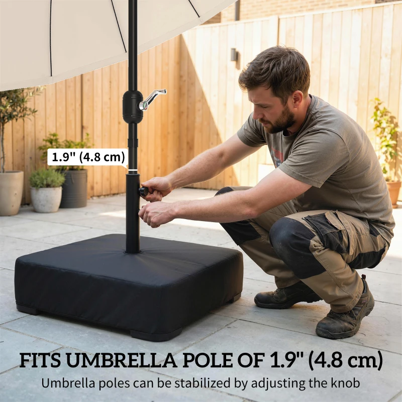 Outsunny Garden Parasol Base 176 lbs Sand Filled Heavy Duty Stand for Cantilever Umbrellas and 1.89" Poles Black