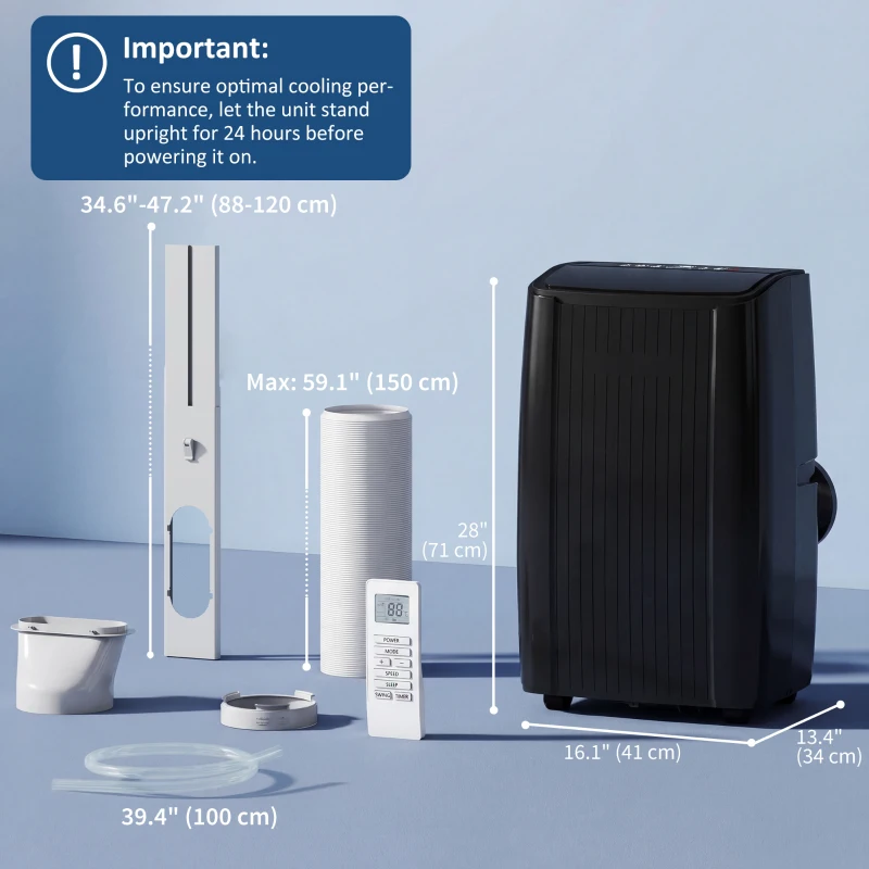 HOMCOM 14000 BTU 5-in-1 Portable Air Conditioner with Cool, Heat, Dehumidifier, Fan, Sleep, WiFi Voice Control, Black