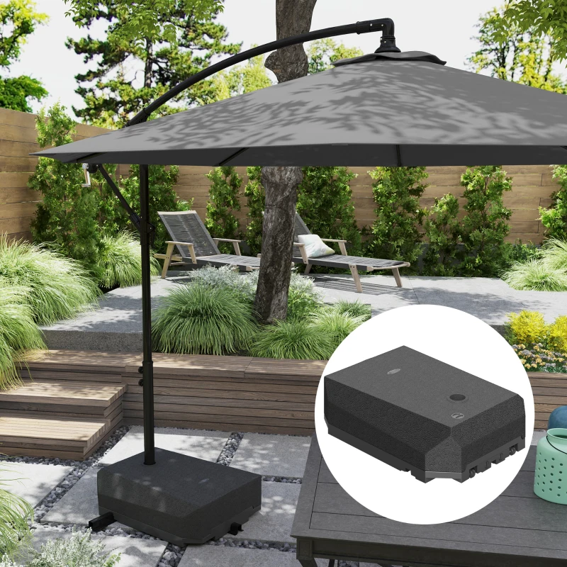 Outsunny Umbrella Base Plastic Umbrella Stand for Cantilever Umbrella with Wheels, Heavy Duty Umbrella Stand, Water/Sand Filled