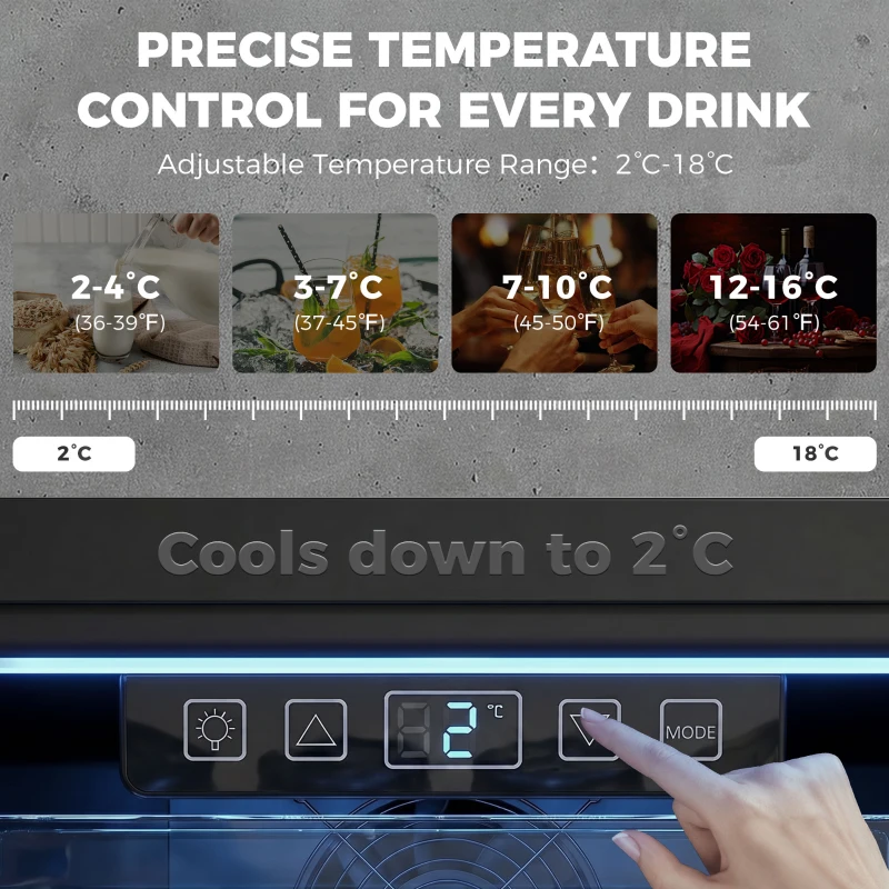 HOMCOM 2.4 Cu.Ft Beverage Refrigerator, 70 Can Beverage Fridge Cooler with Double-Layer Glass Door