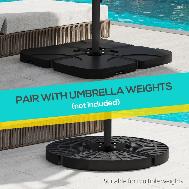 Outsunny Outdoor Universal Cross Brace Stand for Small Offset Umbrella or Large Market Umbrella, Black
