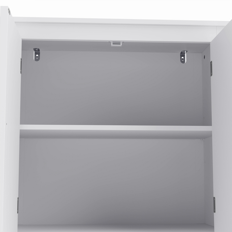 HOMCOM Freestanding Bathroom Cabinet, Tall Bathroom Cabinet with Hidden Storage and Adjustable Shelves, Living Room, White