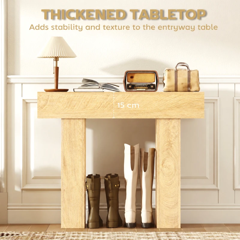 HOMCOM 42 Inch Console Table, Sofa Table Behind the Couch with Thickened Tabletop for Living Room, Hallway, Entrance, Oak