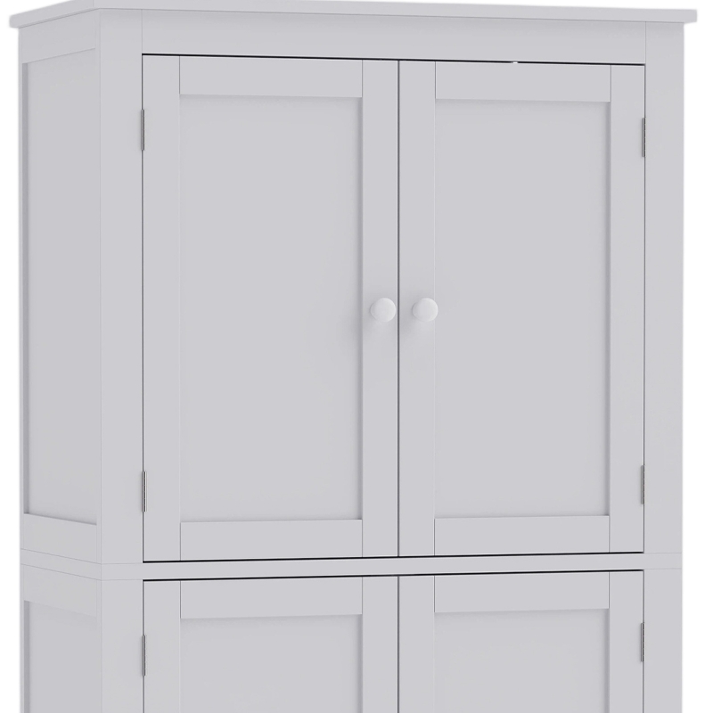 HOMCOM Freestanding Bathroom Cabinet, Tall Bathroom Cabinet with Hidden Storage and Adjustable Shelves, Living Room, White