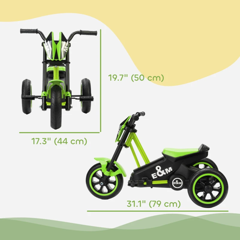 Qaba Kids Tricycle, Toddler Trike with Pedal for Indoor Outdoor Use, 3 Wheel Trike for Ages 18 to 36 Months Boys Girls, Green