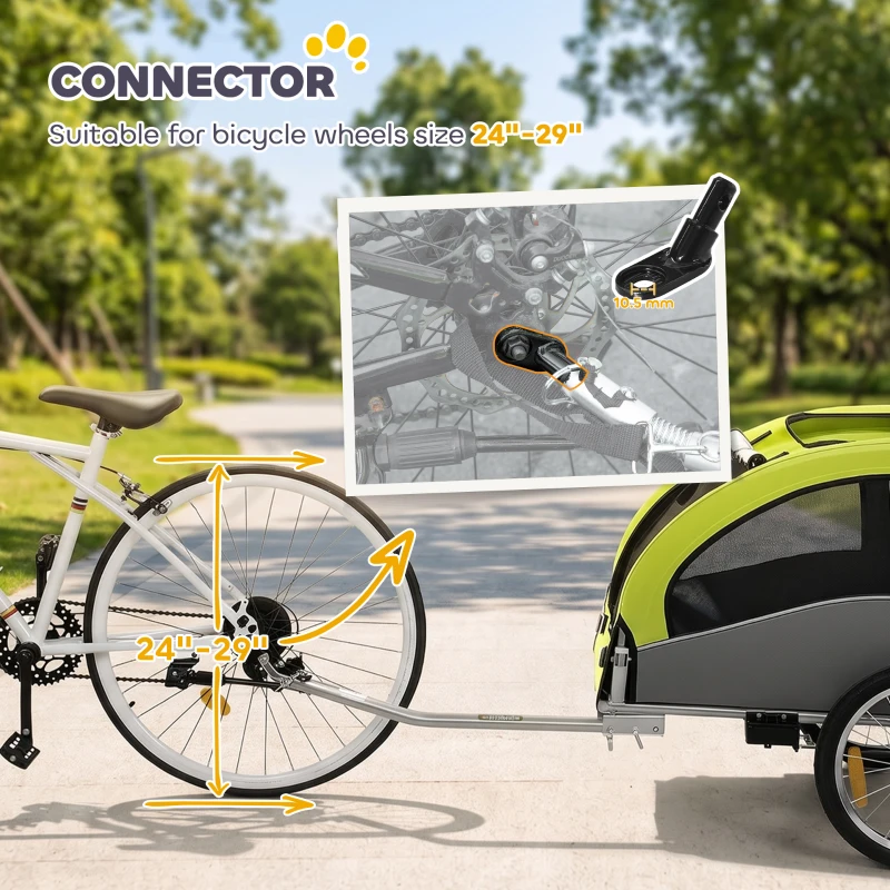 Aosom 2 in 1 Dog Bike Trailer, Foldable Pet Stroller, Dog Bicycle Trailer with Suspension, Universal Bicycle Coupler, Green