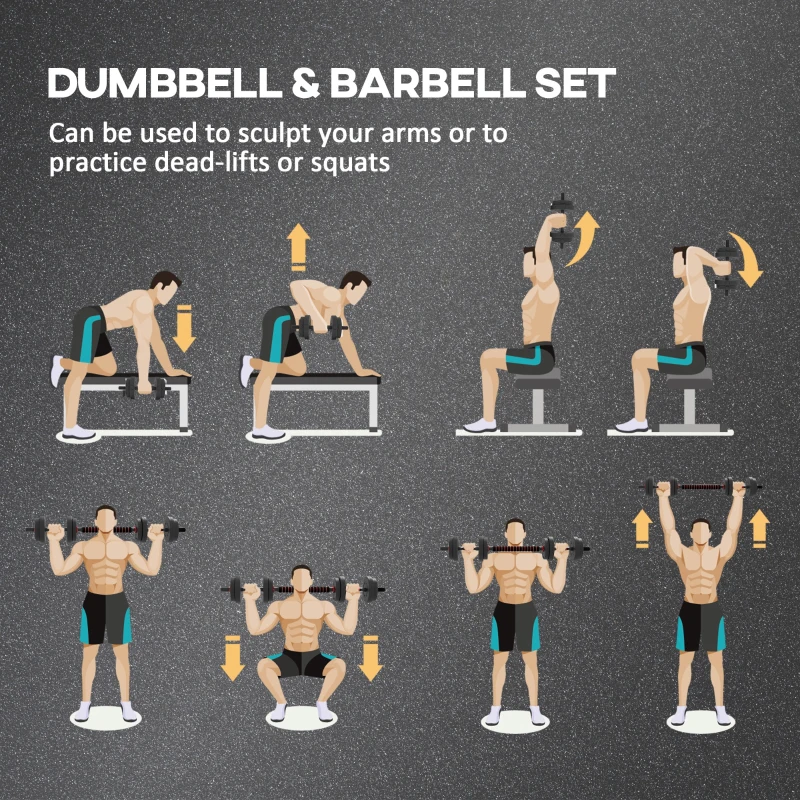 Soozier 33lbs 2-in-1 Adjustable Dumbbells Weight Set, Dumbbell Hand Weights Barbell for Body Fitness, Lifting Training for Home, Office, Gym, Black and Red