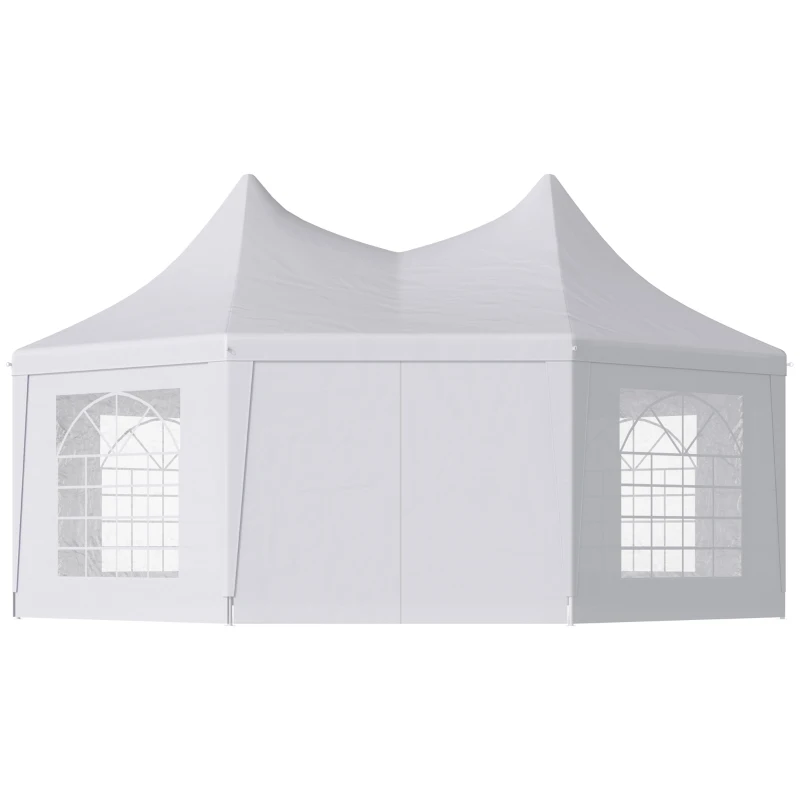 Outsunny 16' x 22' Wedding Event Party Tent High Peak Octagonal Outdoor Gazebo Canopy with Removable Walls White