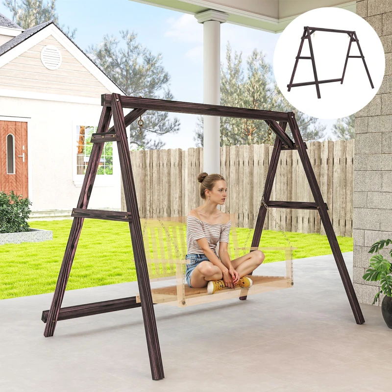 Outsunny Porch Swing Frame, Heavy Duty A-Frame Hanging Chair Stand Only with Reinforced Bars for Porch, Garden, Backyard
