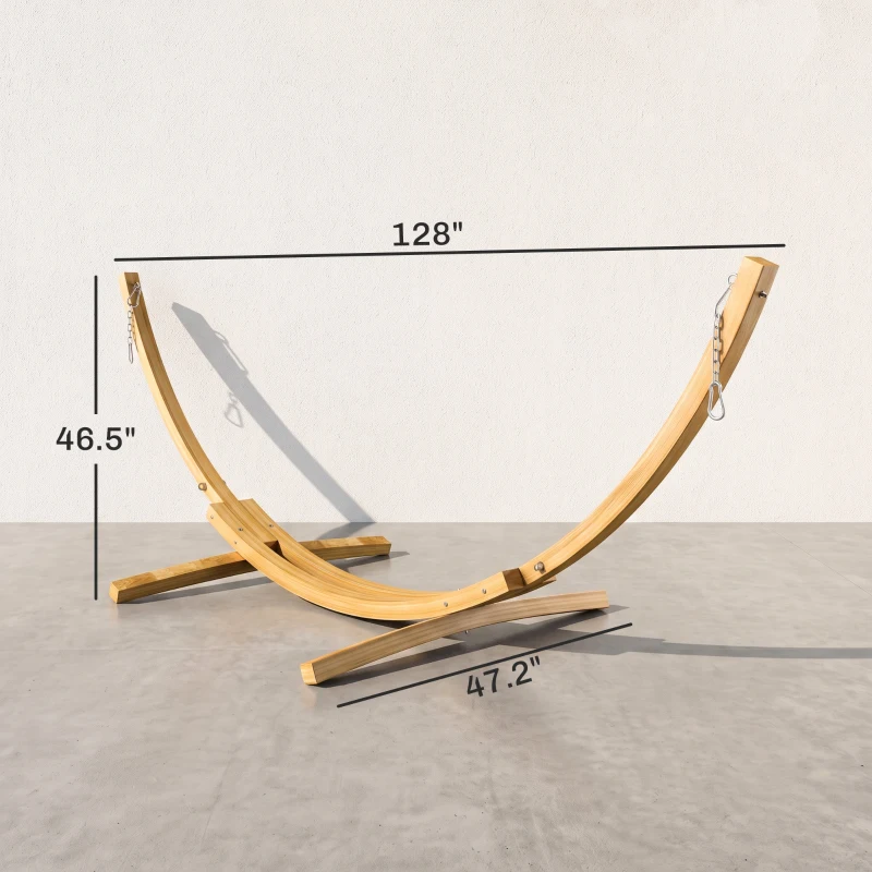 Outsunny 10.6' Wooden Hammock Stand Only, Universal Hammock Frame for Single Bed, Garden Picnic Camp Accessories, 264lbs, Natural