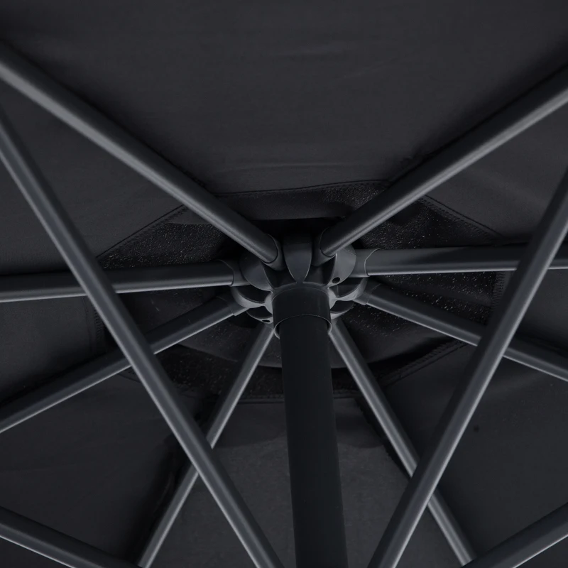 Outsunny 10' Deluxe Patio Umbrella Outdoor Market Parasol Banana Hanging Offset Sunshade Crank Cross Base Black