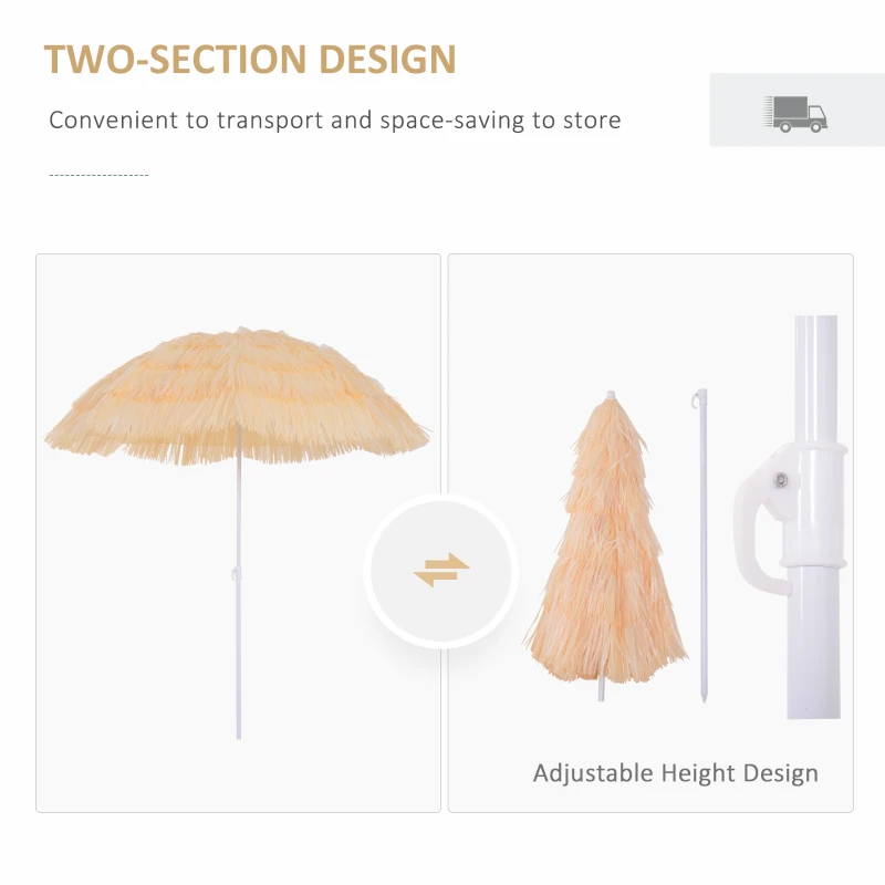 Outsunny 6FT Beach Umbrella Tilt Sunshade Height Adjustable Outdoor Market Patio Yard Crank Deck Sun Shade, Wheat
