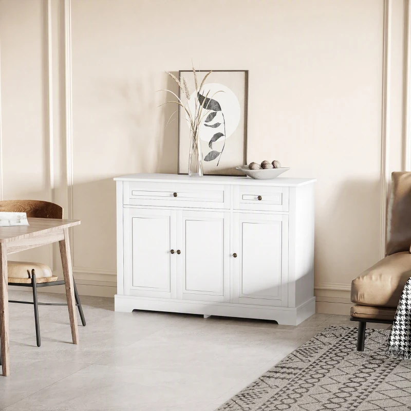 HOMCOM Sideboard Buffet Cabinet, Modern Accent Cabinet with 2 Drawers and Adjustable Shelves, Entryway Cabinet, White