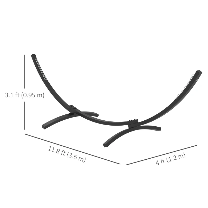 Outsunny 12' Hammock Stand with Steel Frame, Hammock Chair Stand Only for Garden, Camping, Picnic, Outdoor, Patio, Grey
