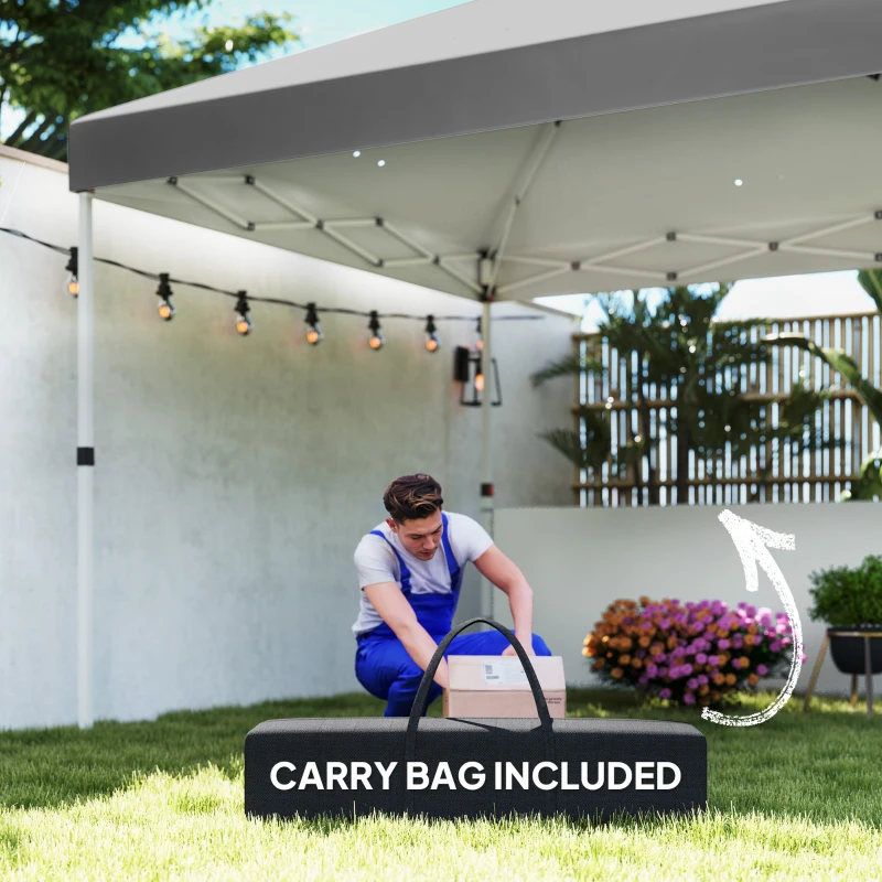 Outsunny 10' x 10' Pop Up Canopy Tent with 2 Half Sidewalls, UV50+ Instant Sun Shelter with Wheeled Carry Bag, Dark Gray