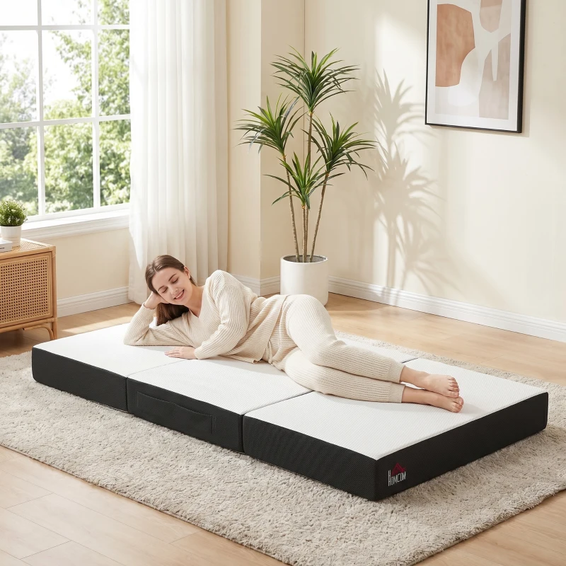 HOMCOM Trifold Mattress, 6 Inch Memory Foam Mattress for Guest, Camping, RV, Travel, Yoga, Made in USA, 75" x 38" x 6"