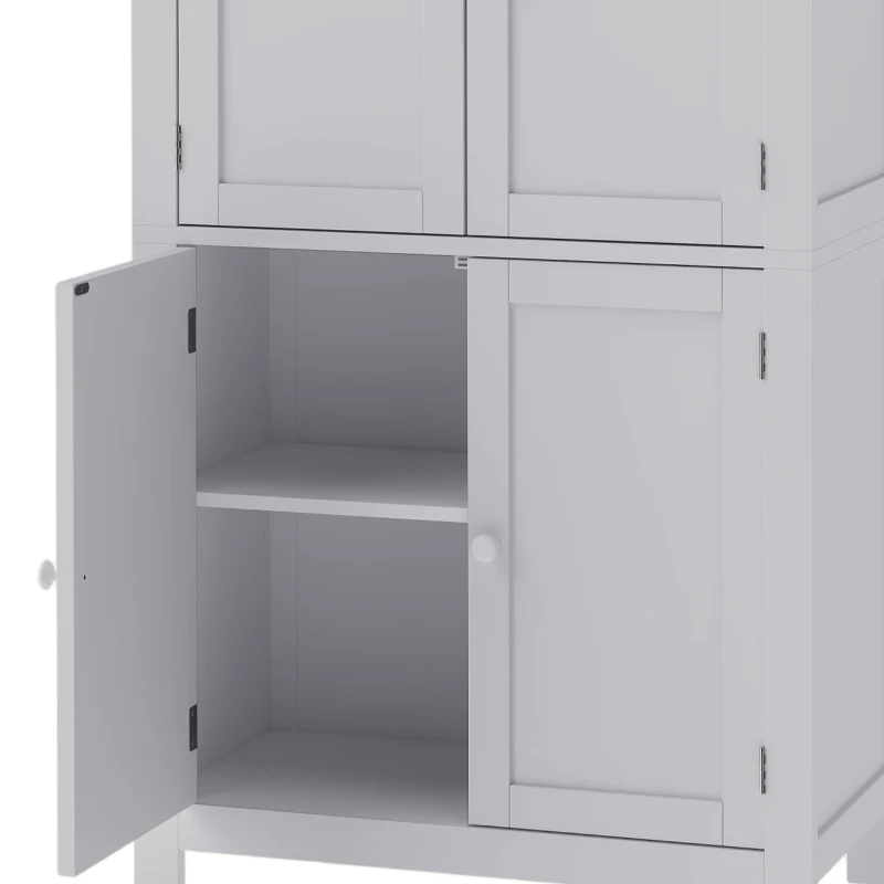 HOMCOM Freestanding Bathroom Cabinet, Tall Bathroom Cabinet with Hidden Storage and Adjustable Shelves, Living Room, White