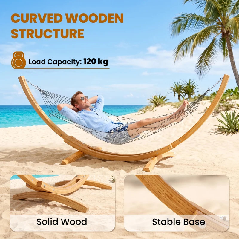 Outsunny 10.6' Wooden Hammock Stand Only, Universal Hammock Frame for Single Bed, Garden Picnic Camp Accessories, 264lbs, Natural