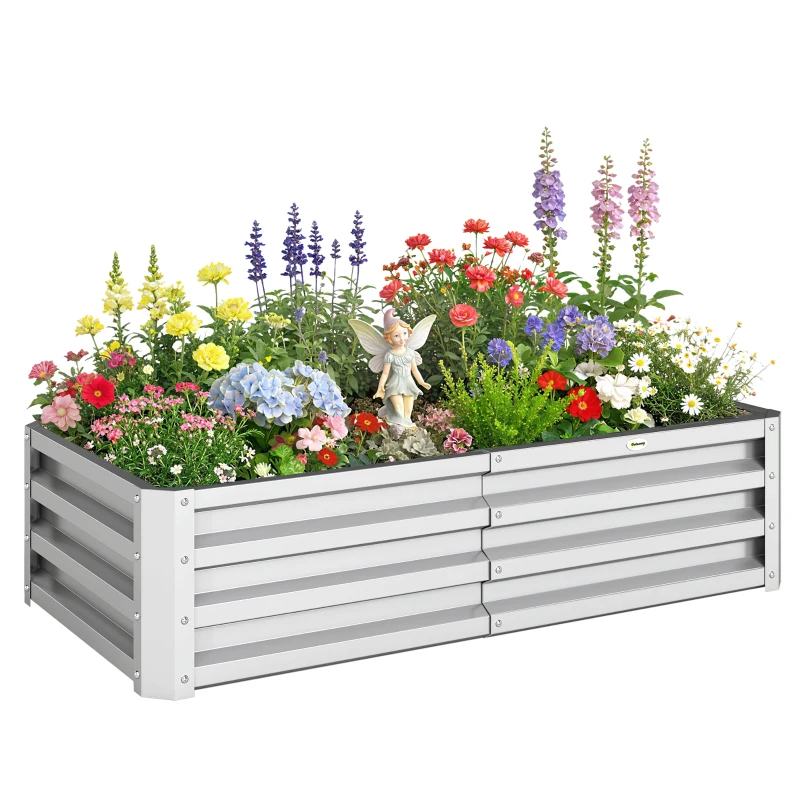 Outsunny Galvanized Raised Garden Bed, 4' x 2' x 1' Metal Planter Box, for Growing Vegetables, Flowers, Herbs, Succulents, Green