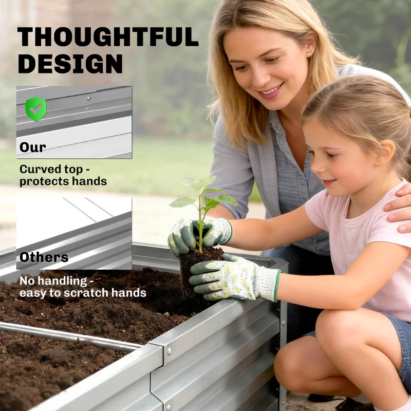 Outsunny Galvanized Raised Garden Bed, 4' x 2' x 1' Metal Planter Box, for Growing Vegetables, Flowers, Herbs, Succulents, Green