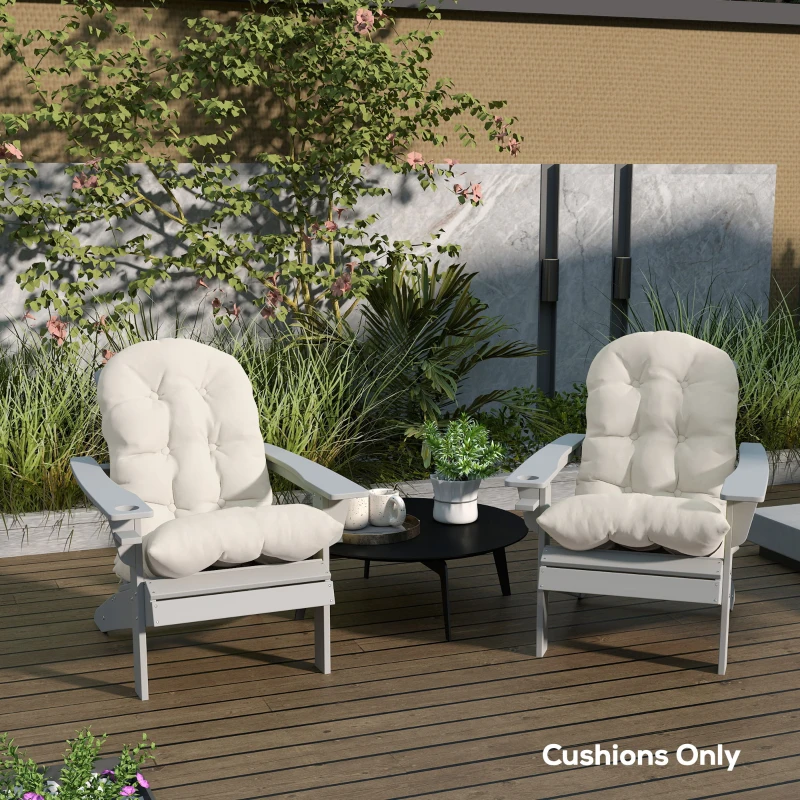 Outsunny Adirondack Chair Cushions Set of 2, Tufted High Back Patio Non-Slip Cushions for Adirondack Chairs, Beige