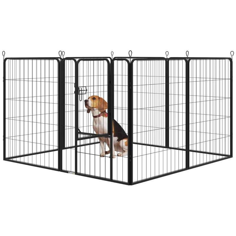 PawHut 8 Panel Pet Playpen Play Yard Fence Home DIY Heavy-Duty Metal Foldable Indoor Outdoor 39"H