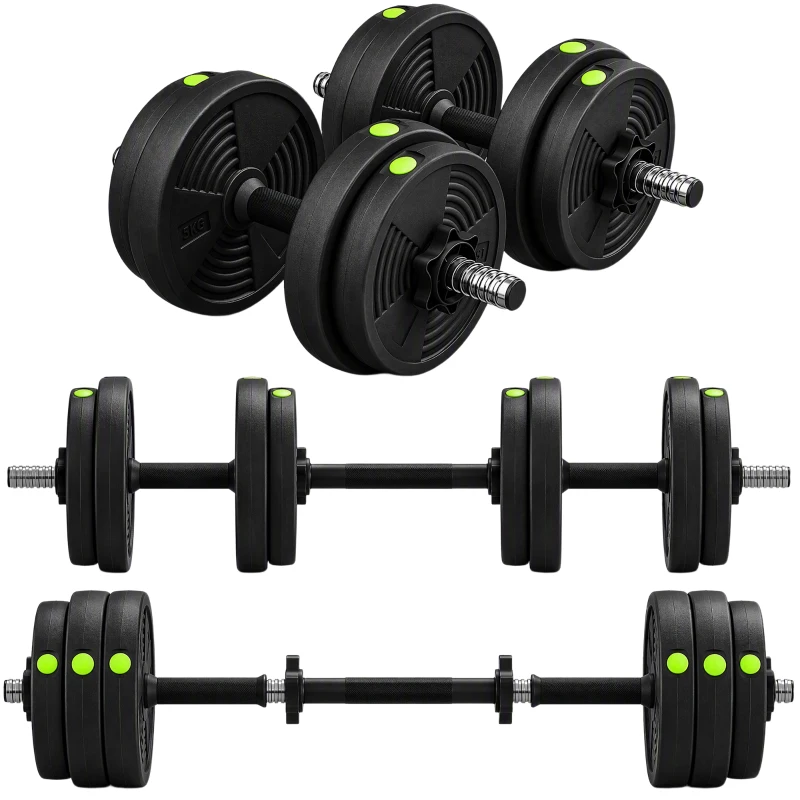 Soozier 33LBS 2-in-1 Adjustable Barbell & Dumbbells Set, Weights Set with Non-slip Handles for Men and Women Home Gym Training