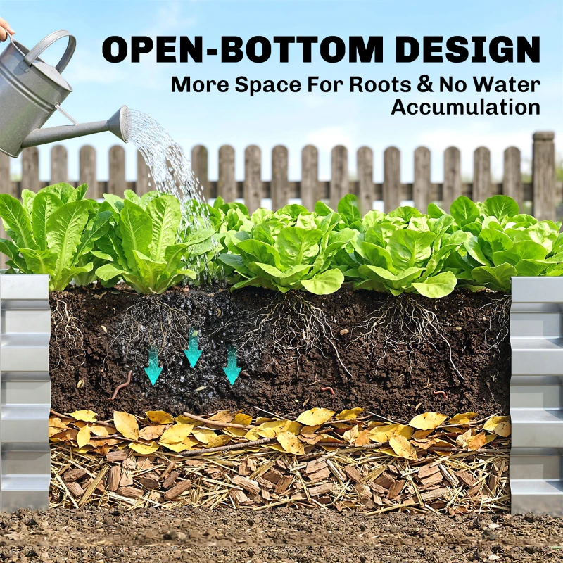 Outsunny Galvanized Raised Garden Bed, 4' x 2' x 1' Metal Planter Box, for Growing Vegetables, Flowers, Herbs, Succulents, Green