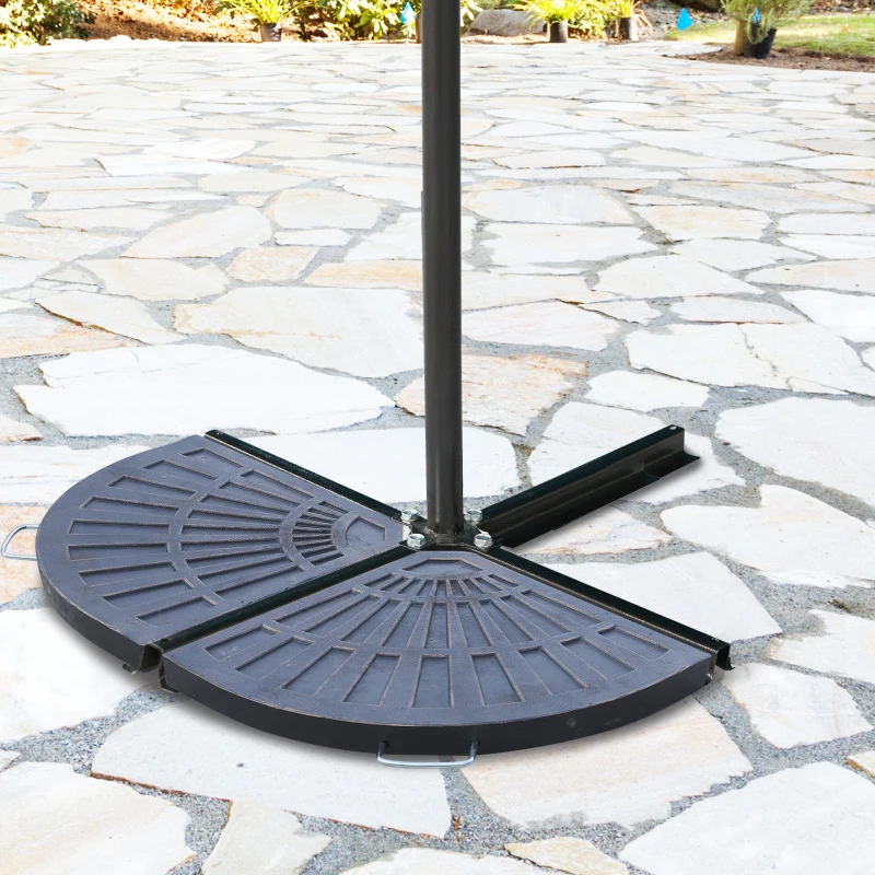 Outsunny 2pc Portable Umbrella Base Weights 61.6lbs Resin Flabelliform Garden Parasol Base Outdoor Patio Umbrella Stand Holder Weights, Bronze