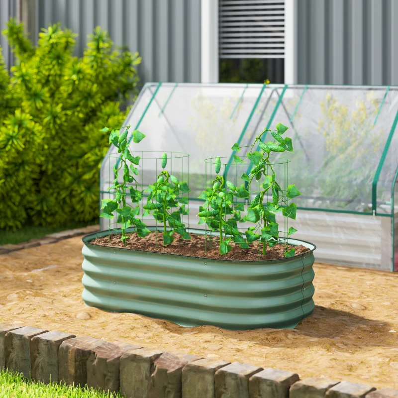 Outsunny 3.4' x 2' x 1' Galvanized Raised Garden Bed Kit, Metal Planter Box with Safety Edging, Green