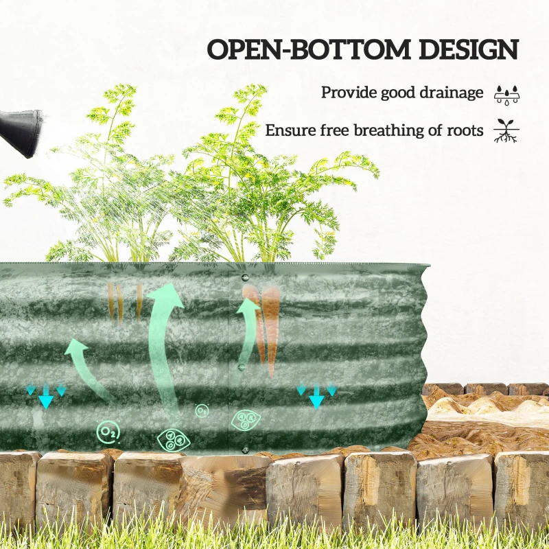 Outsunny 7.9' x 2' x 1' Galvanized Raised Garden Bed Kit, Metal Planter Box with Safety Edging, Green