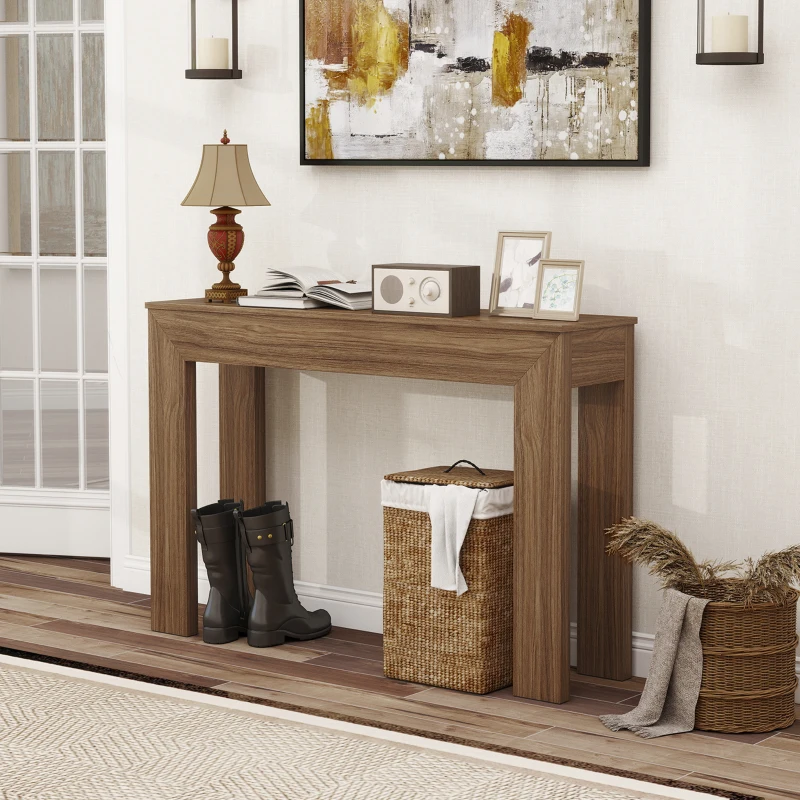 HOMCOM Modern Console Table, 47" Narrow Entryway Table, Walnut