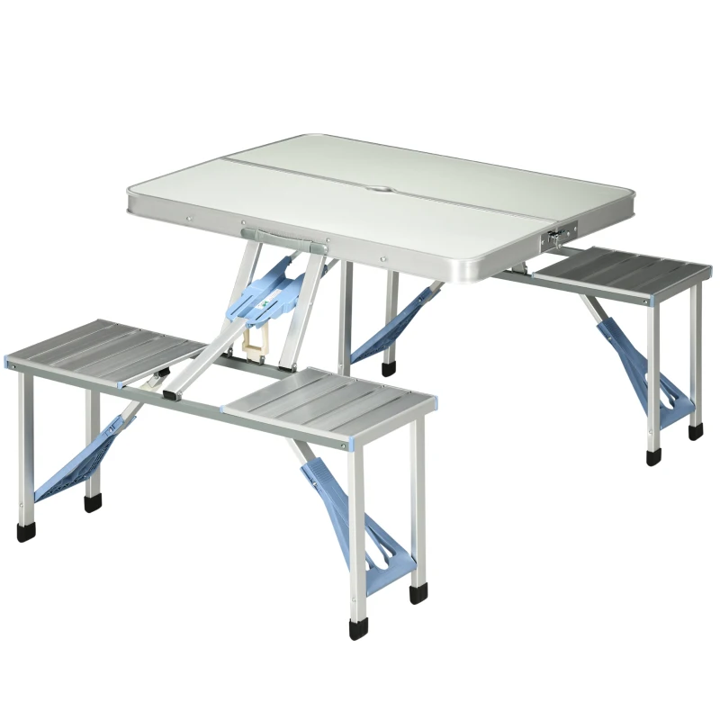 Outsunny Picnic Table Junior Folding Camping Table Set Portable Camping Garden BBQ Party, Silver