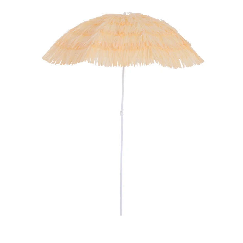 Outsunny 6FT Beach Umbrella Tilt Sunshade Height Adjustable Outdoor Market Patio Yard Crank Deck Sun Shade, Wheat