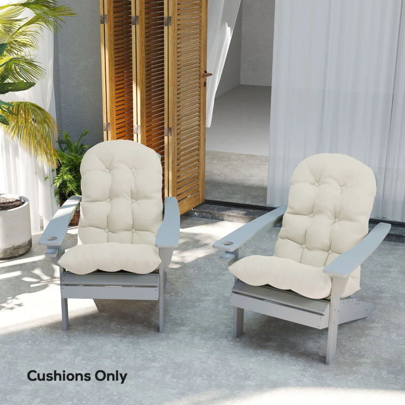 Outsunny Adirondack Chair Cushions Set of 2, Tufted High Back Patio Non-Slip Cushions for Adirondack Chairs, Beige